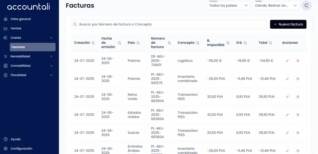 Interfaz de Accountali