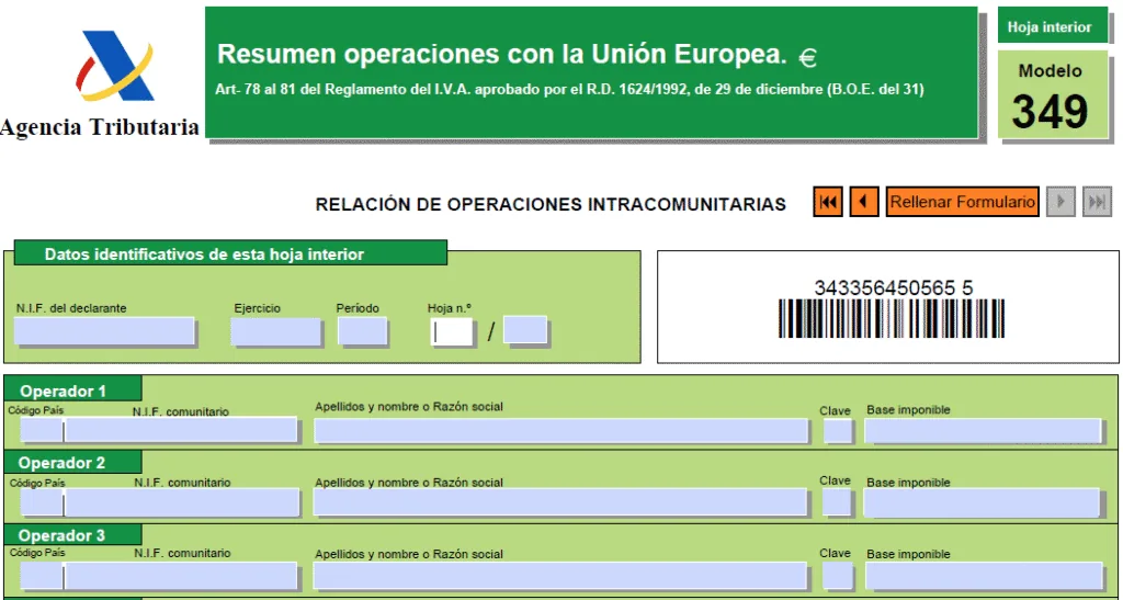 Modelo 349 de operaciones intracomunitarias